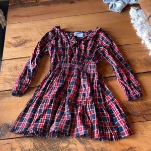 Old Navy Red and Navy Plaid Smocked Waist Dress